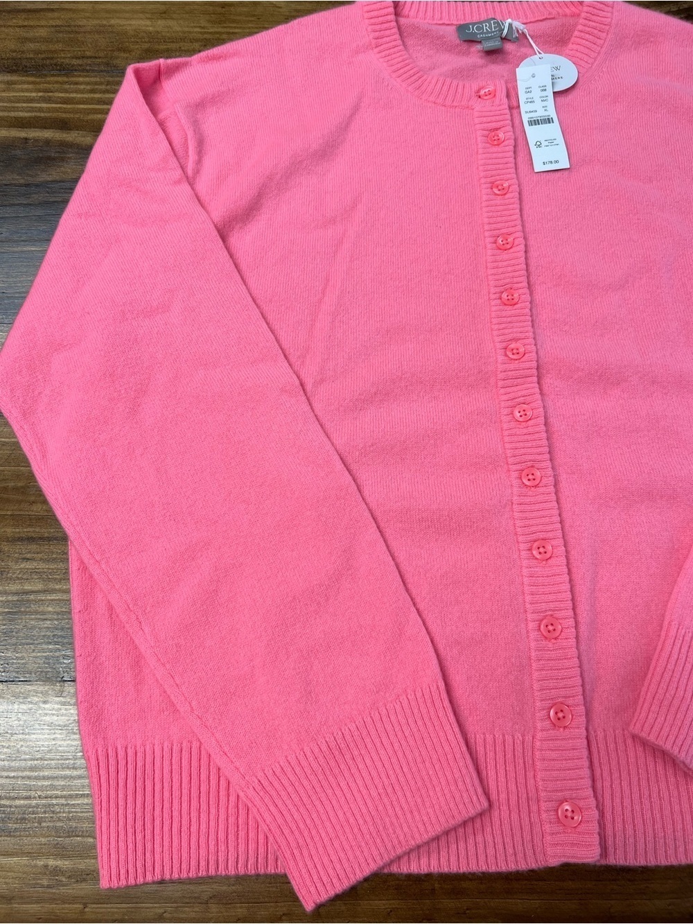 J. Crew Perfect Cashmere Cardigan in Neon Vivid Coral Size XL NWT - Picture 7 of 10